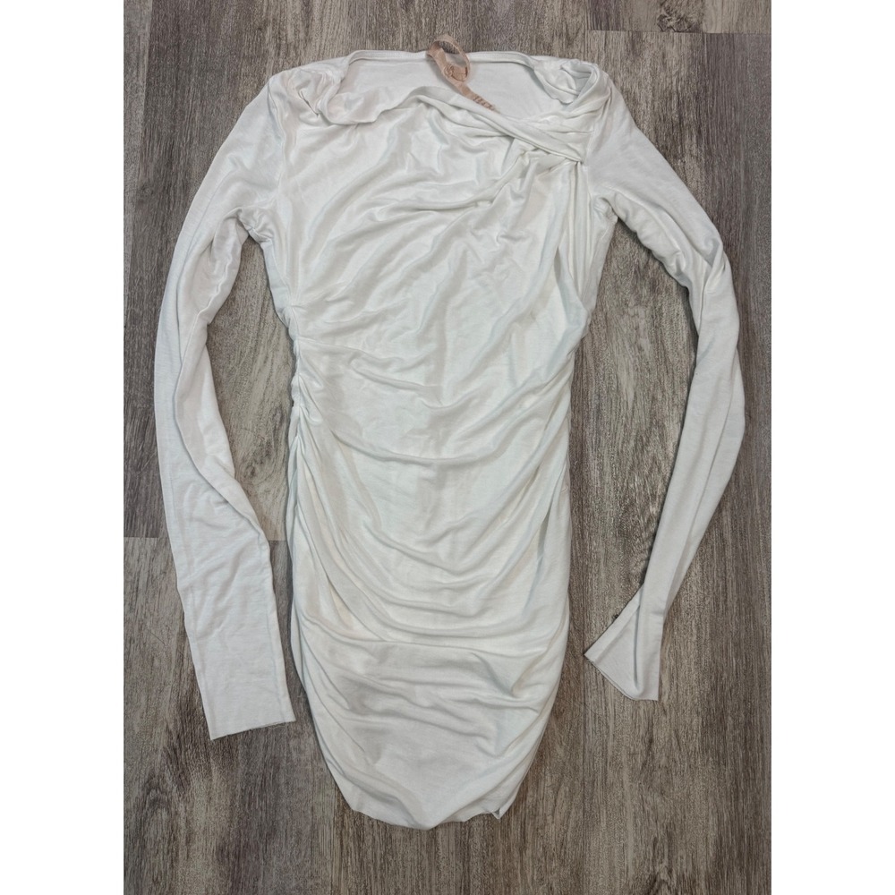 Bailey 44 White Ruched Long Sleeve Mini Dress Size M